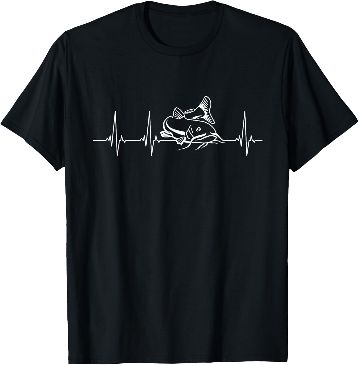 Catfish Fishing Heartbeat T-Shirt - T-Shirt | Black