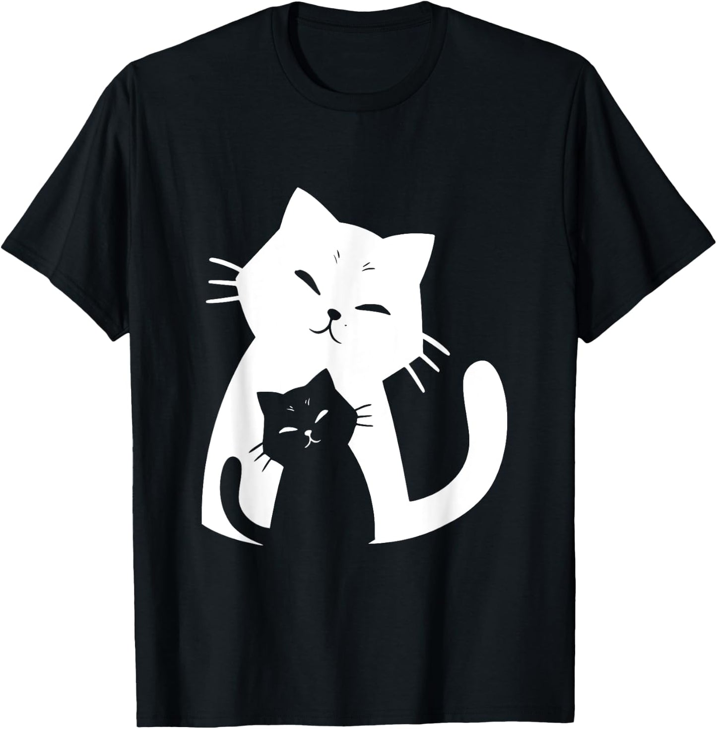 Black Cat and White Cat Women Girls Kids T-Shirt - T-Shirt | Black