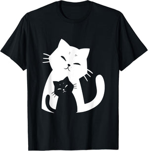 Black Cat and White Cat Women Girls Kids T-Shirt - T-Shirt | Black