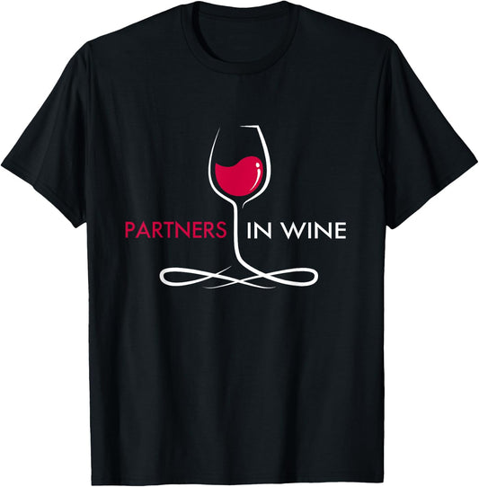 Partners In Wine - Wine Gifts for Couples Funny Drinking T-Shirt - T-Shirt | Black