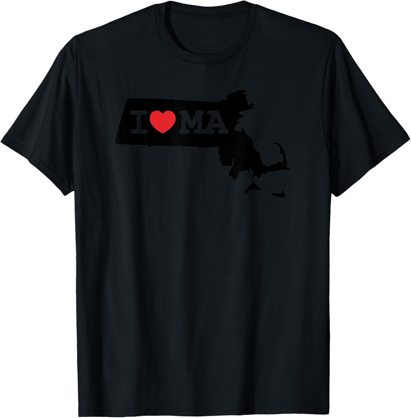 I Heart MA Love Boston Massachusetts Silhouette Art Gift T-Shirt - T-Shirt | Black