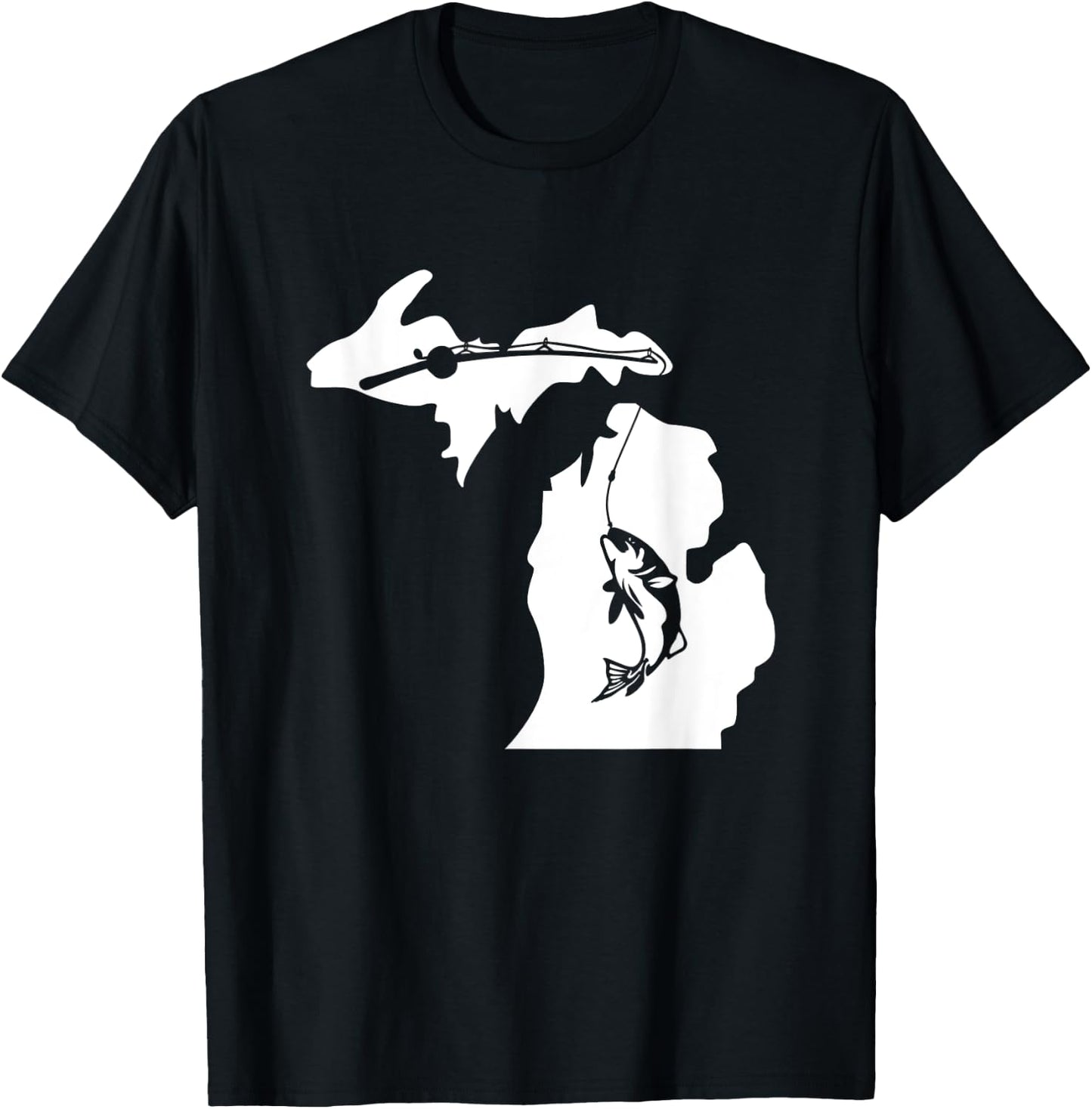 Cute Michigan Fishing Bass Home State Midwest Up North Retro T-Shirt - T-Shirt | Black