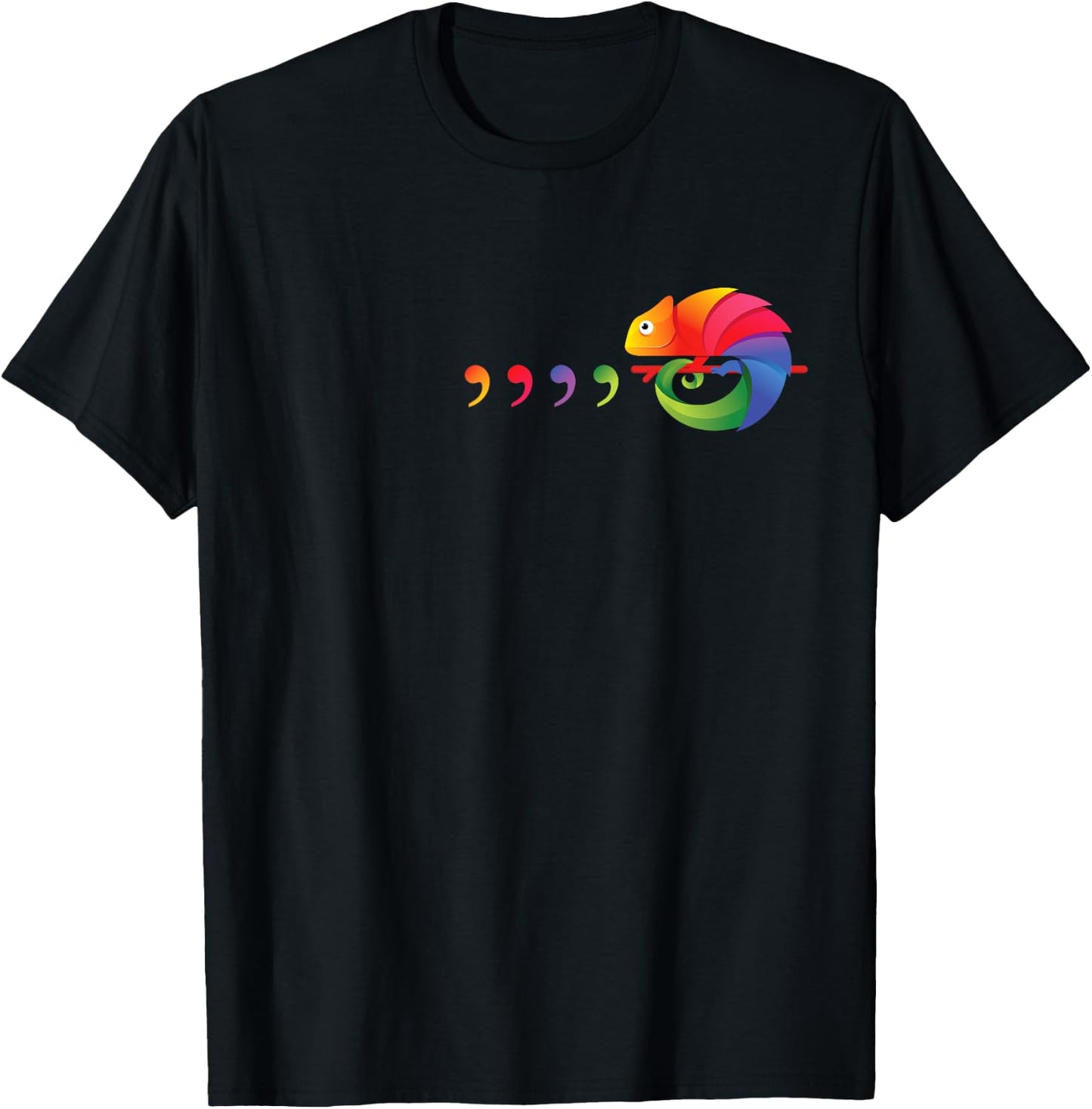 Comma Chameleon Funny 80's Throwback T-Shirt - T-Shirt | Black
