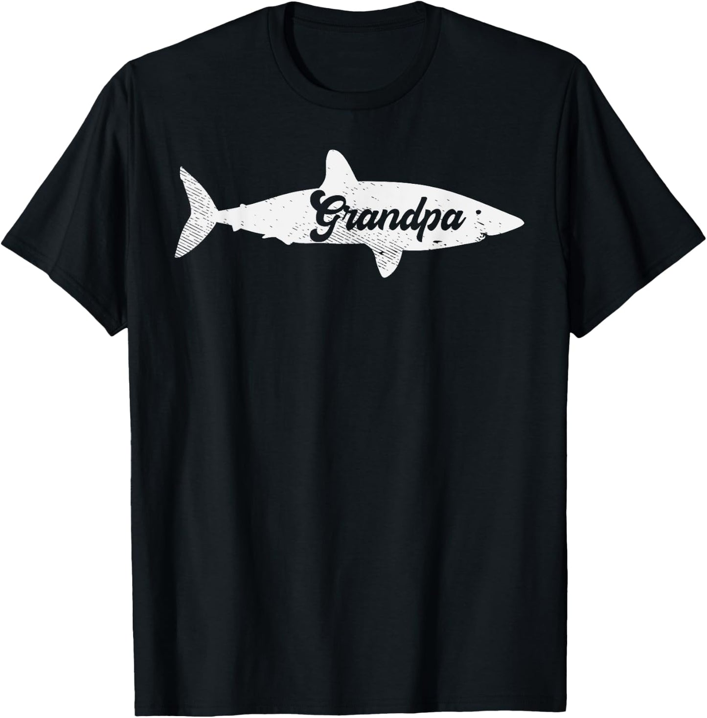 Shark Grandpa Cute Fathers Day Gramps Grandfather Gift T-Shirt - T-Shirt | Black