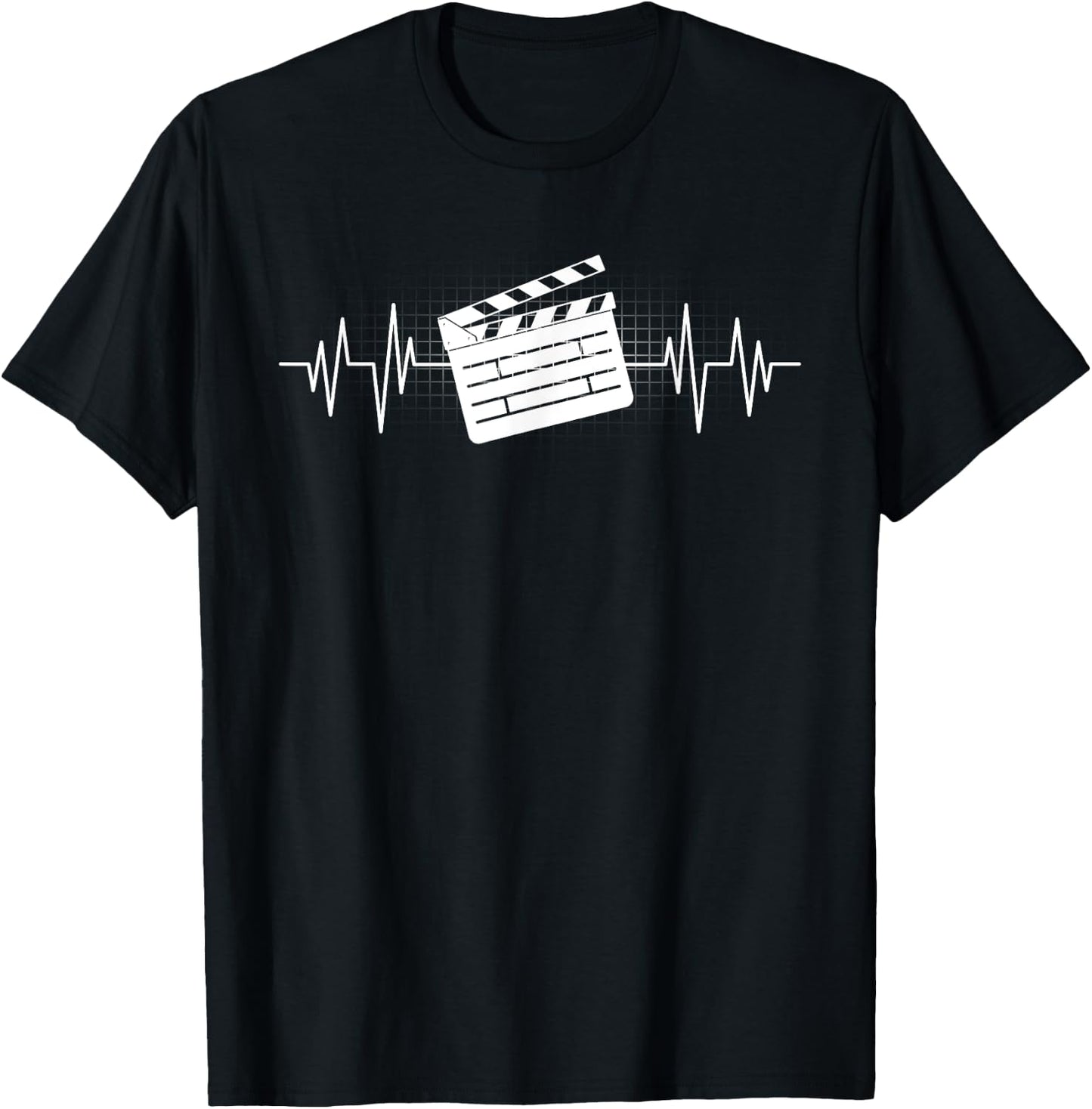 Clapperboard Heartbeat Funny EKG Filmmaker Film Lover Gift T-Shirt - T-Shirt | Black