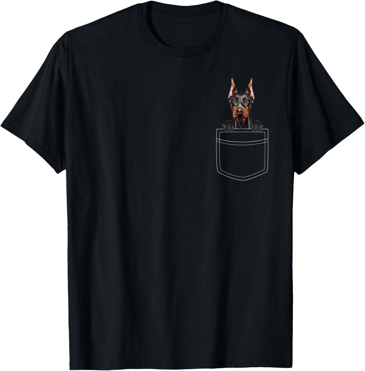 Doberman Pinscher Dog In Pocket Funny Dog Lover T-Shirt - T-Shirt | Black