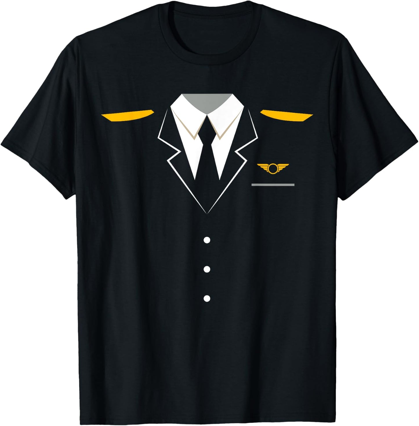 Airplane Pilot Uniform | Halloween Captain T-Shirt - T-Shirt | Black