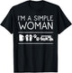 I'm A Simple Woman Gift Beer Dog Camping Flip Flop Lover T-Shirt - T-Shirt | Black