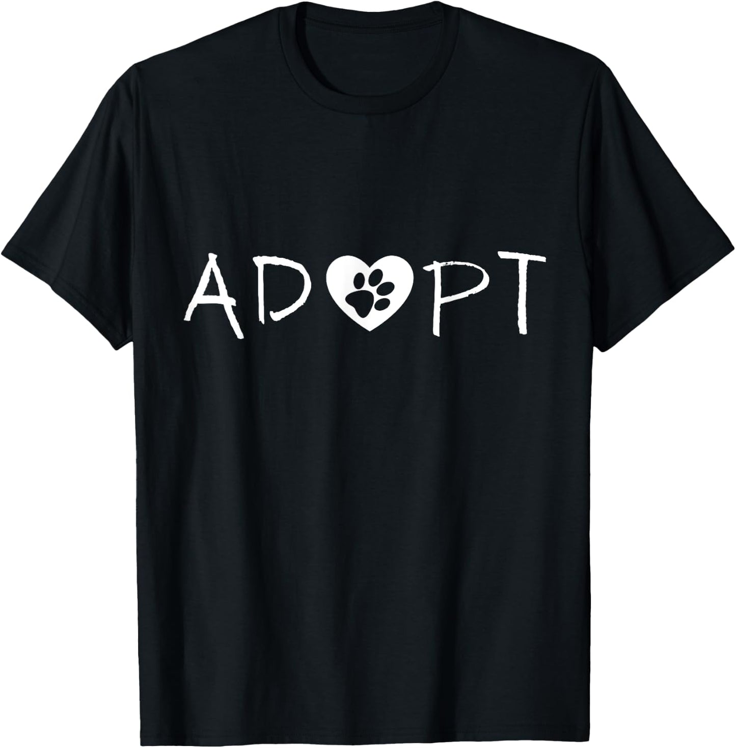 Rescue Adopt Pet Dog Cat Animal Lover Mom Dad Cute Heart T-Shirt - T-Shirt | Black
