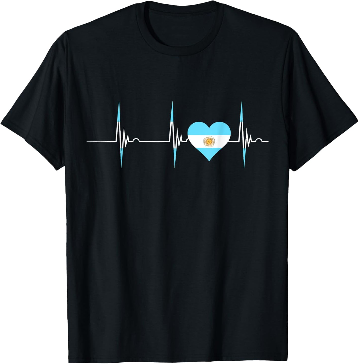 Argentina Heart Argentinian Heartbeat EKG Pulse Argentine T-Shirt - T-Shirt | Black