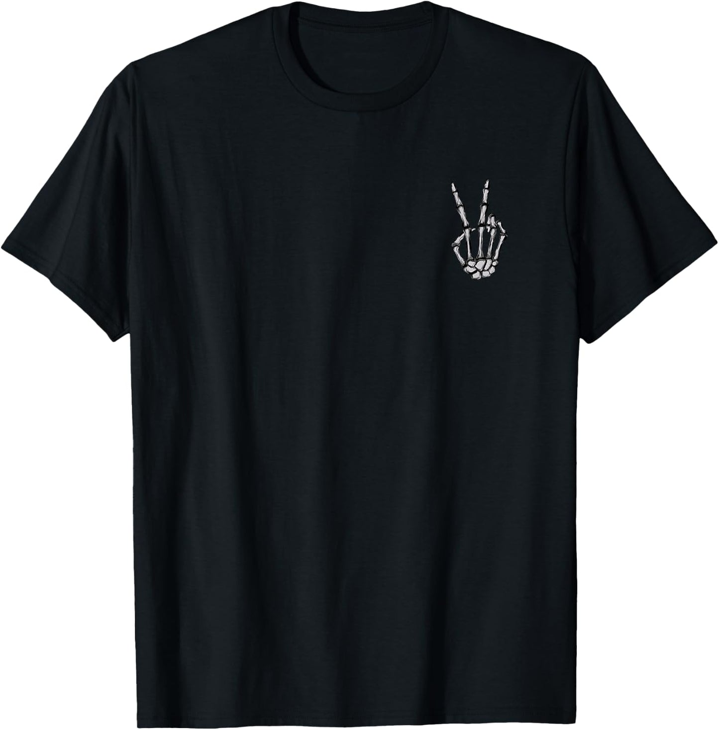 Skeleton Hand Peace Sign Funny Pocket Halloween Peace Lover T-Shirt - T-Shirt | Black
