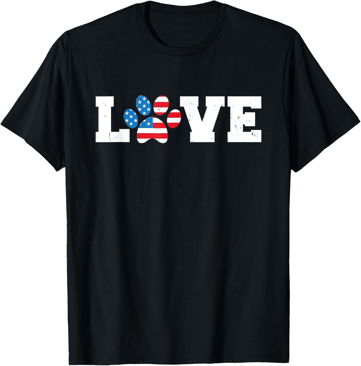 Vintage Love USA Dog Paw 4th of July Patriot Dogs Owner Gift Kids Men T-Shirt - T-Shirt | Black