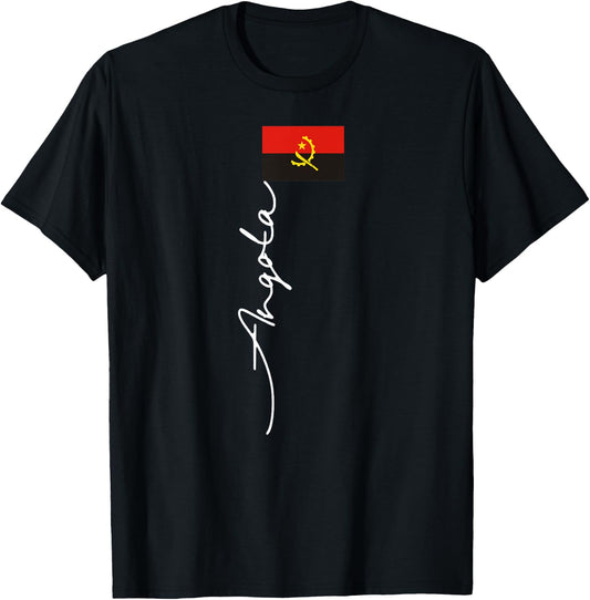 Angola Signature Flag Pole Patriotic Design T-Shirt - T-Shirt | Black