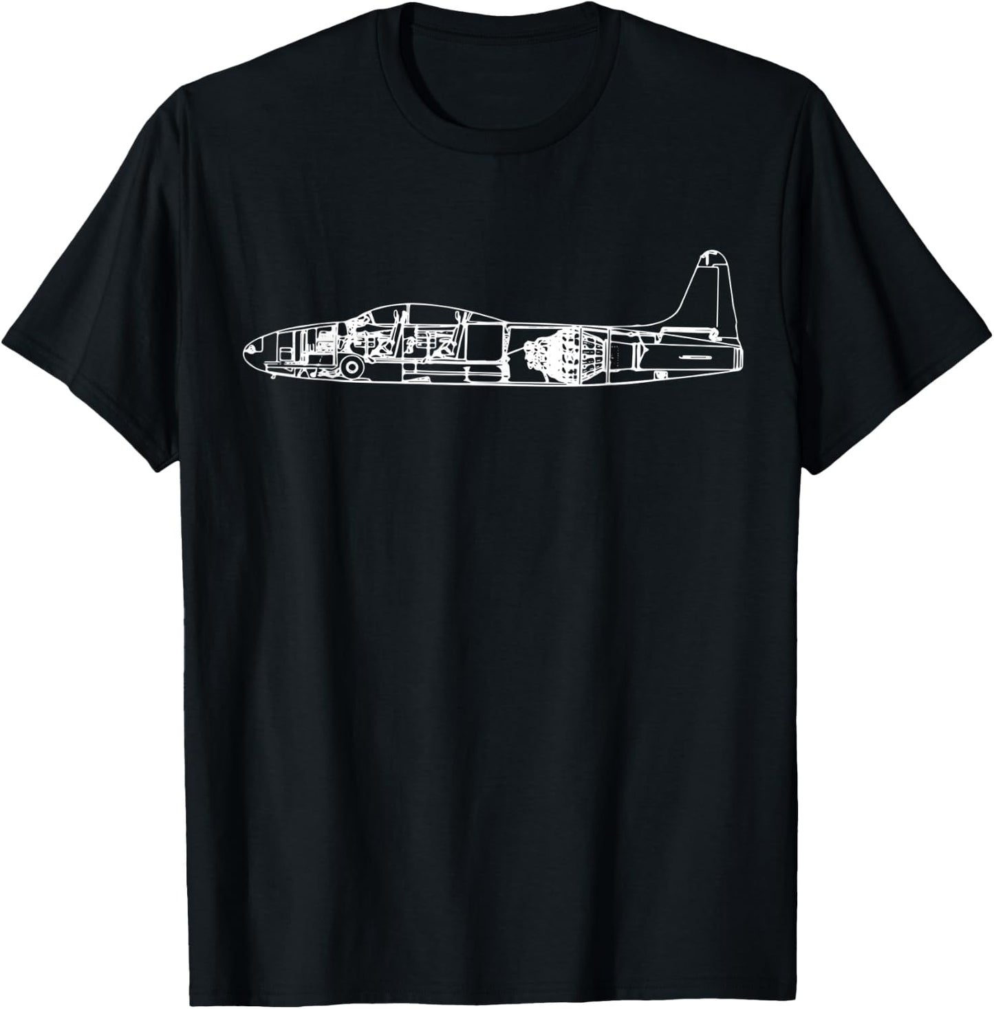T-33 Plane Warbird Blueprint Schematics Diagram T-Shirt - T-Shirt | Black