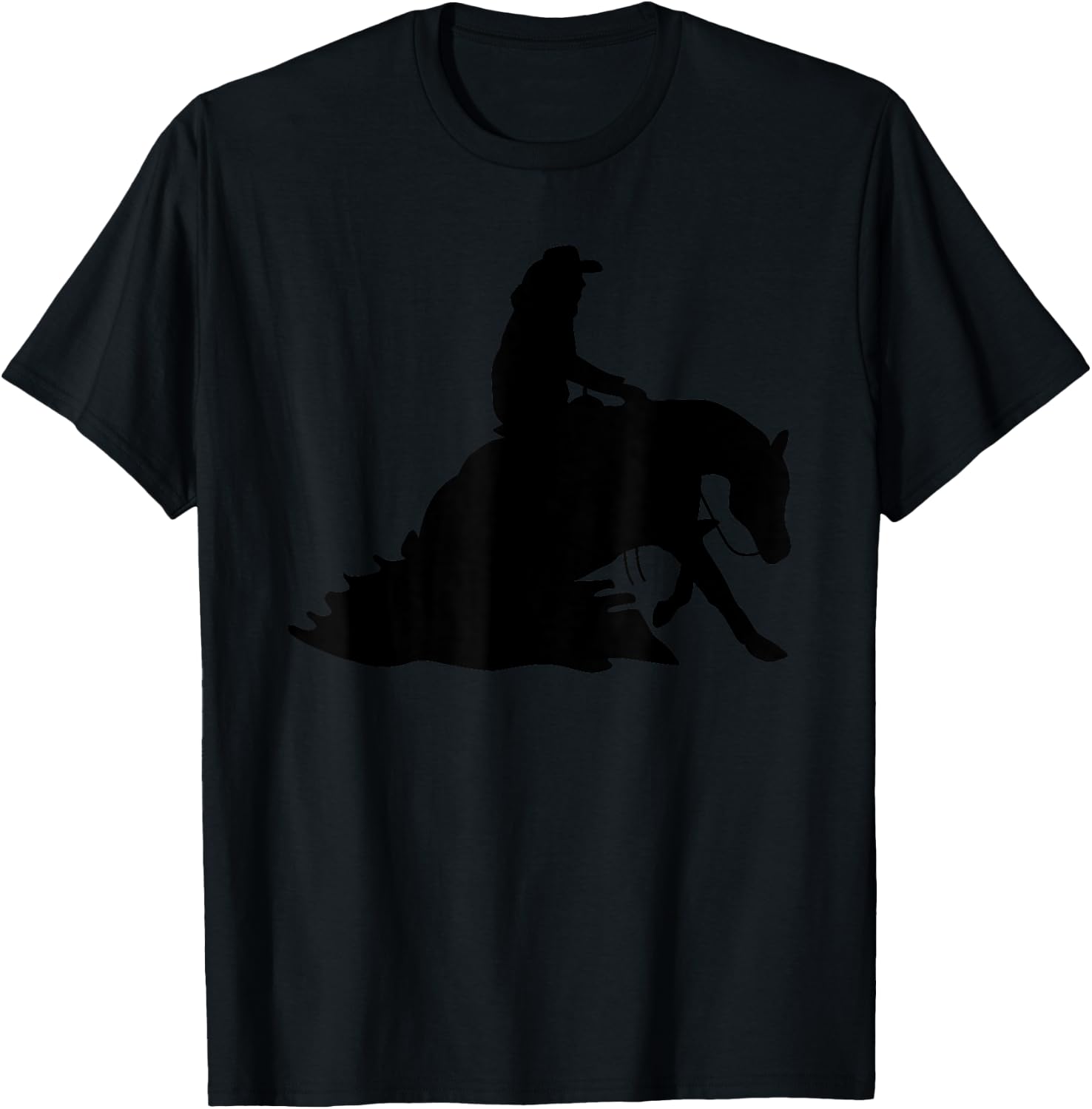 Silhouette Reining Horse Show Rider Cowboy Horseback Riding T-Shirt - T-Shirt | Black