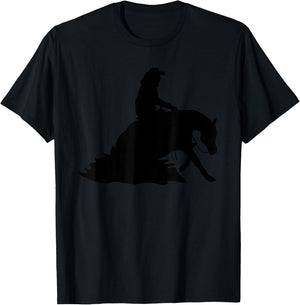 Silhouette Reining Horse Show Rider Cowboy Horseback Riding T-Shirt - T-Shirt | Black