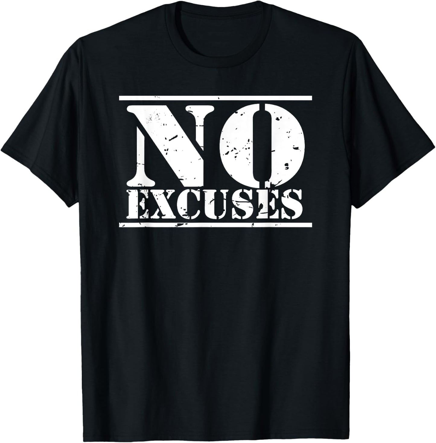 No Excuses gym & fitness sports motto distressed logo T-Shirt - T-Shirt | Black