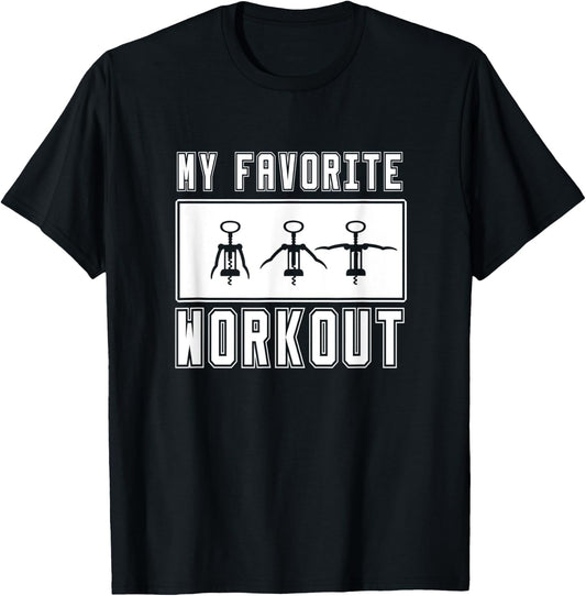 Corkscrew Daily workout Wine, my favorite workout T-Shirt - T-Shirt | Black