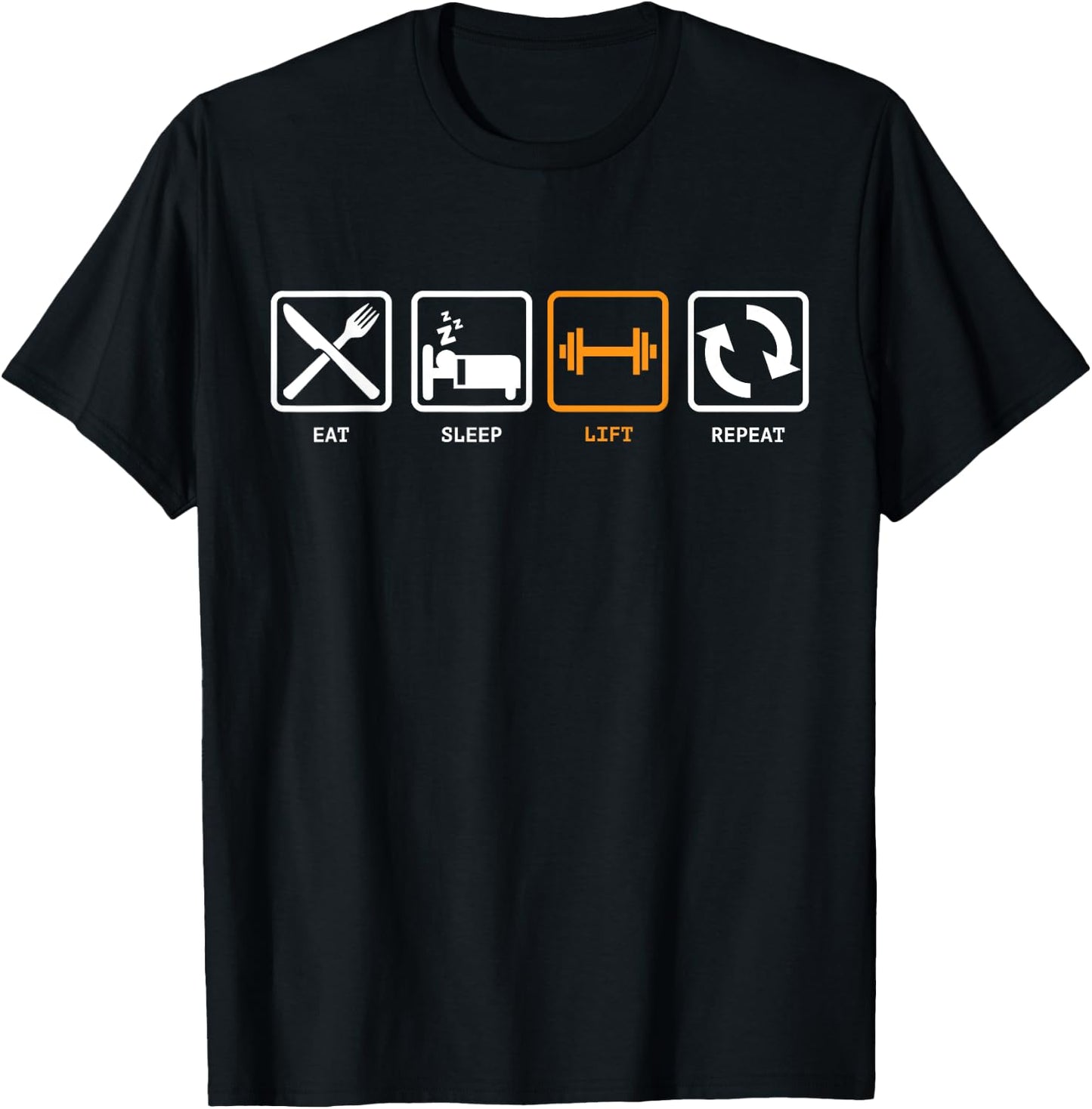 Stupid Eat, Sleep, Lift, Repeat! -Adults Blue T-Shirt - T-Shirt | Black