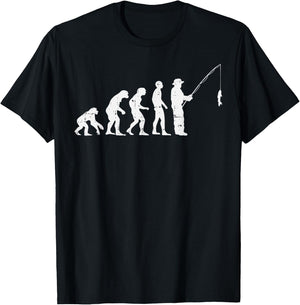 Evolution Of Man Fishing Funny Angling Fisherman Angler Gift T-Shirt - T-Shirt | Black