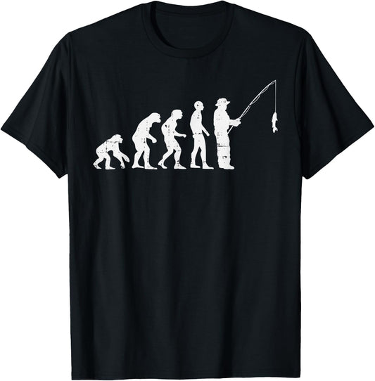 Evolution Of Man Fishing Funny Angling Fisherman Angler Gift T-Shirt - T-Shirt | Black