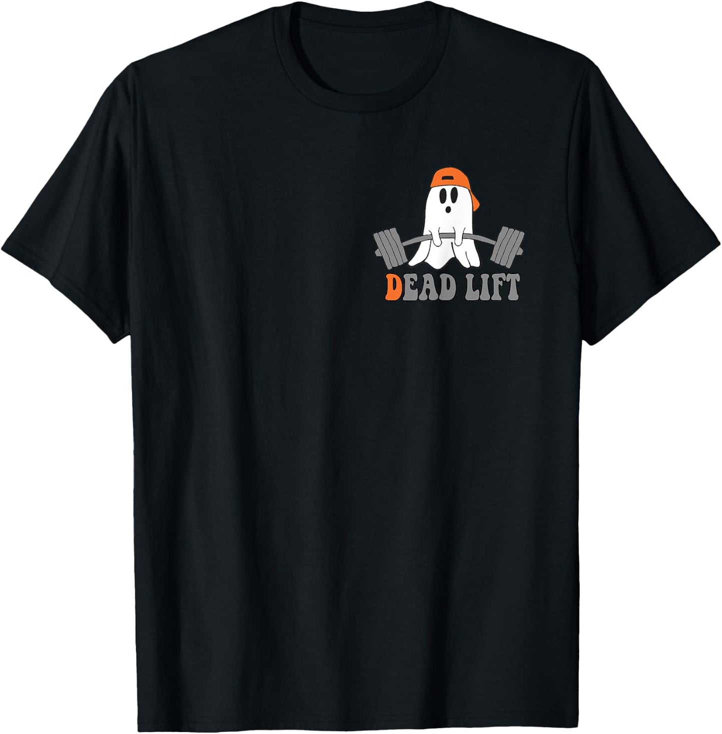 Ghost Dead Lift Halloween, Funny Ghost Gym Graphic Pocket T-Shirt - T-Shirt | Black