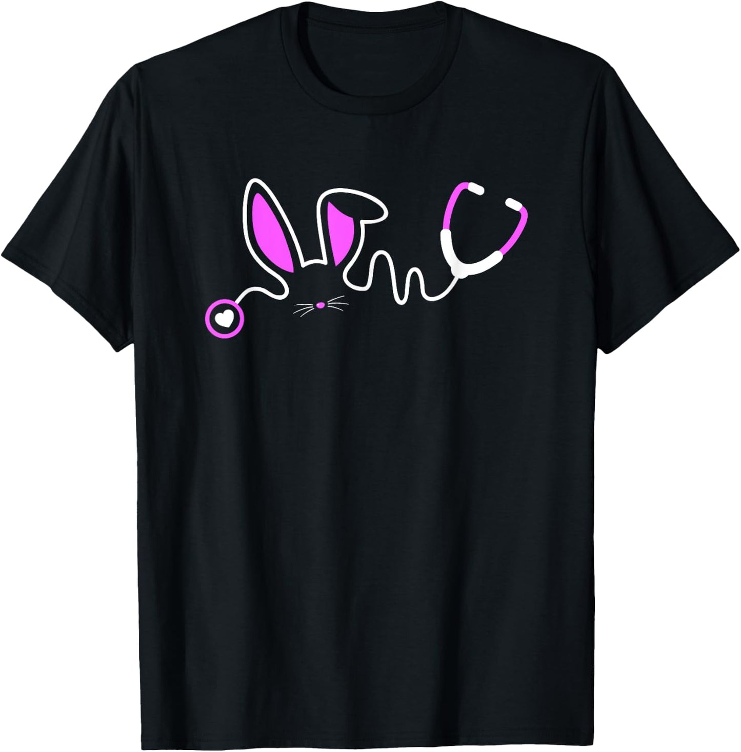Stethoscope Easter Bunny T Shirt Nurse Doctor Egg Ears Funny T-Shirt - T-Shirt | Black