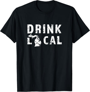 Drink Local Michigan Craft Beer MI Brewers & Brewing Gift T-Shirt - T-Shirt | Black