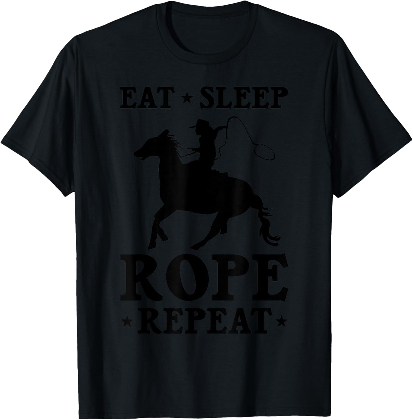 Funny Rodeo Gift Women Boys Girls Cool Horse Roping T-Shirt - T-Shirt | Black