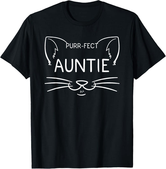 Purr-fect Auntie Funny Cat Lover Aunty Aunties Kitty Owner T-Shirt - T-Shirt | Black