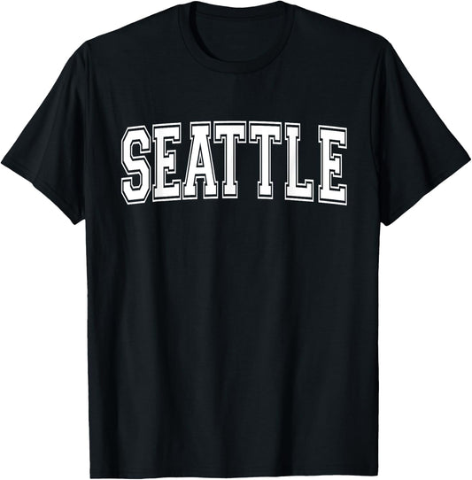 SEATTLE WA WASHINGTON USA Vintage Sports Varsity Style T-Shirt - T-Shirt | Black