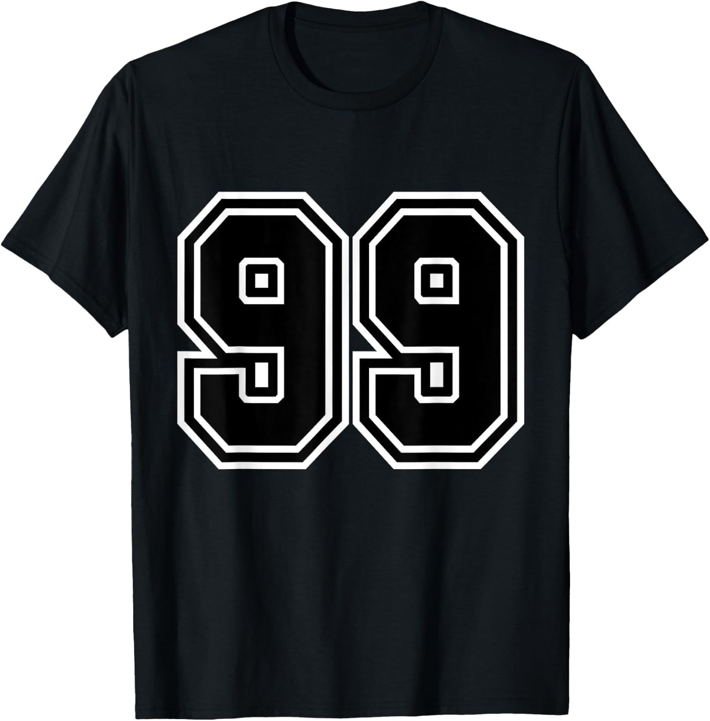 Number #99 Black Varsity Number T-Shirt - T-Shirt | Black