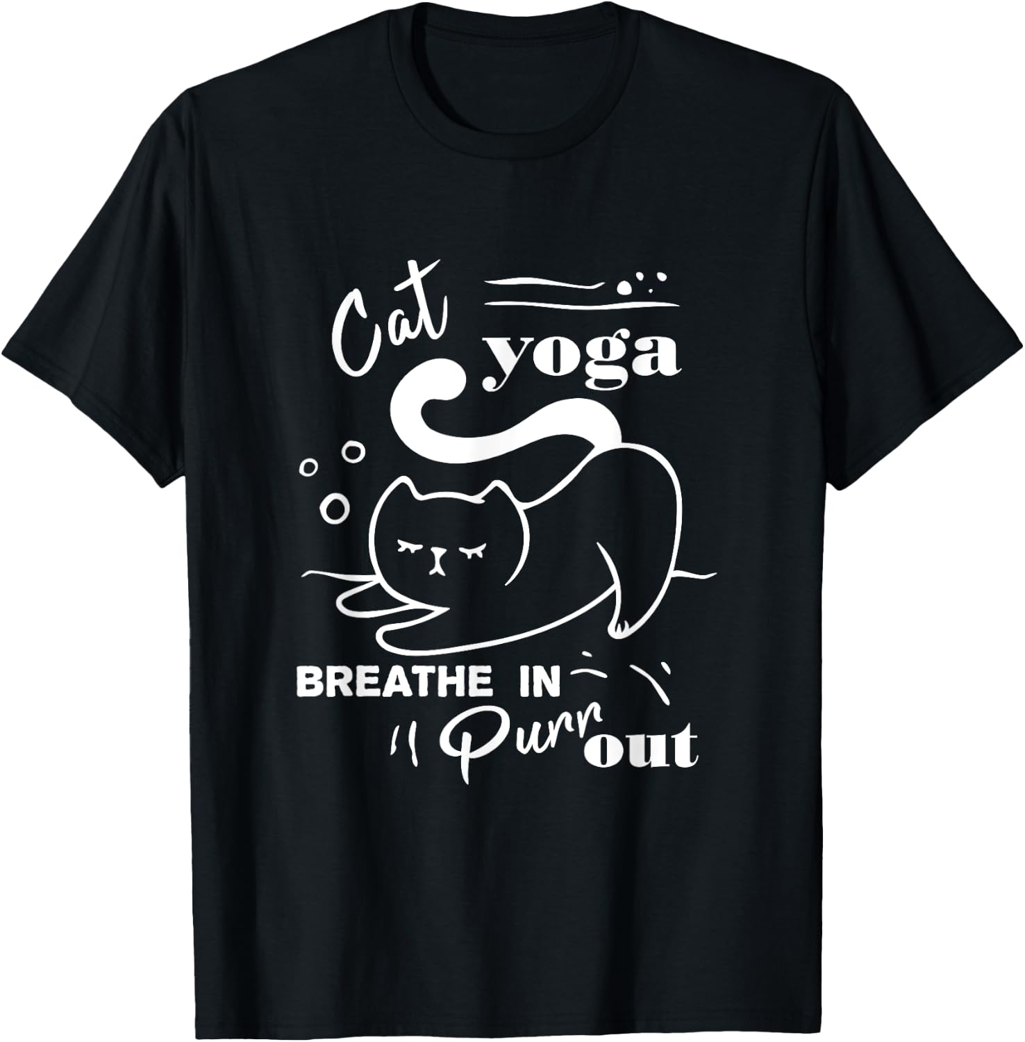Cat Yoga Shirt Breathe In Purr Out T-Shirt - T-Shirt | Black