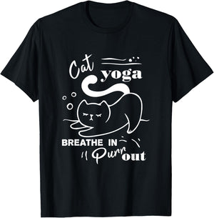 Cat Yoga Shirt Breathe In Purr Out T-Shirt - T-Shirt | Black