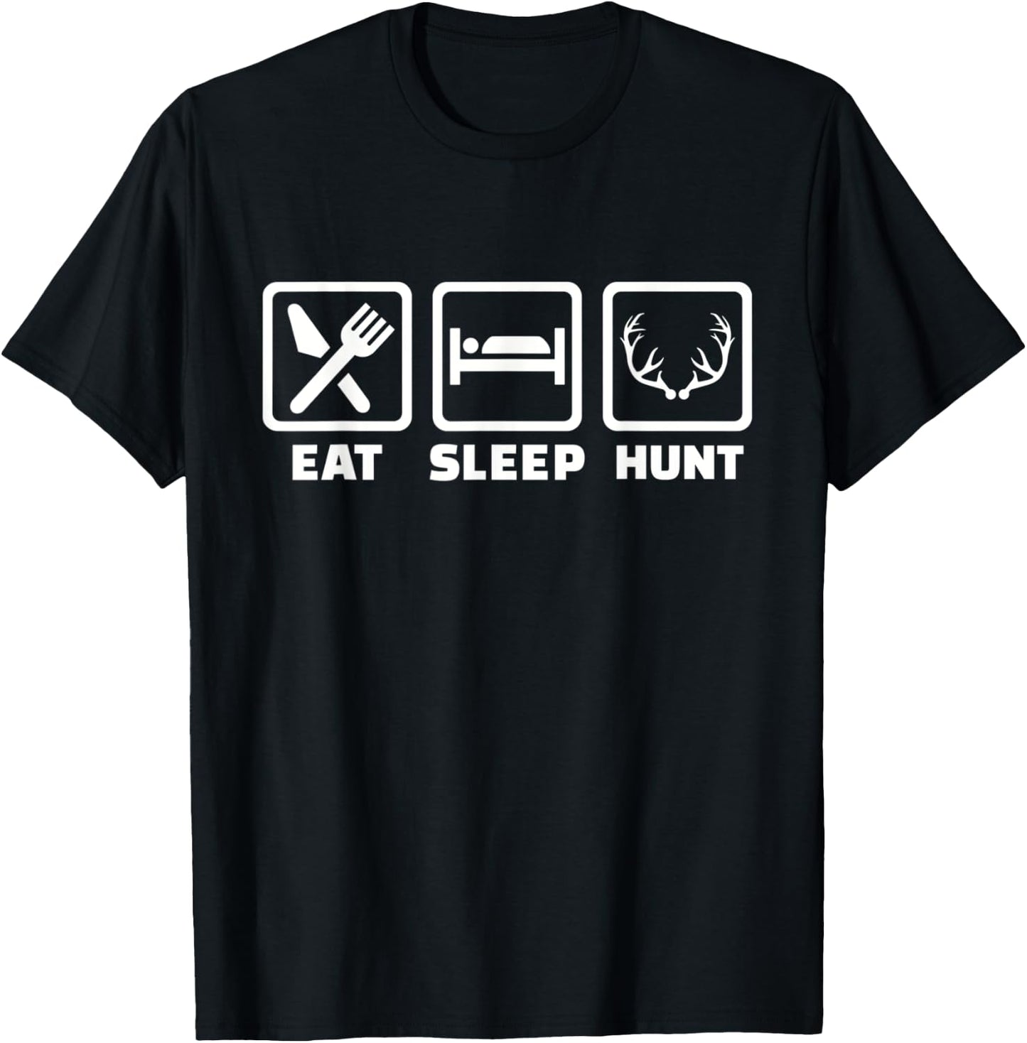 Eat sleep hunt antlers T-Shirt - T-Shirt | Black