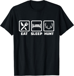 Eat sleep hunt antlers T-Shirt - T-Shirt | Black