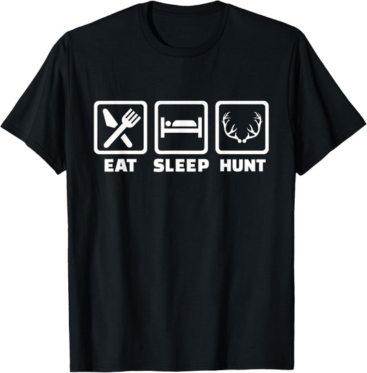 Eat sleep hunt antlers T-Shirt - T-Shirt | Black