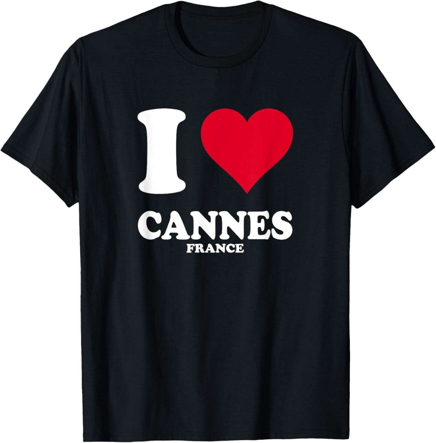 Red Heart I Love Cannes T-Shirt - T-Shirt | Black