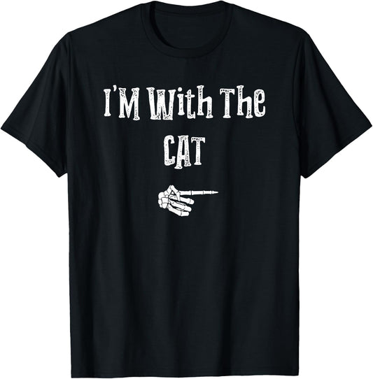 I'm With Cat Halloween Costume Funny Couples Matching Women Kids T-Shirt - T-Shirt | Black
