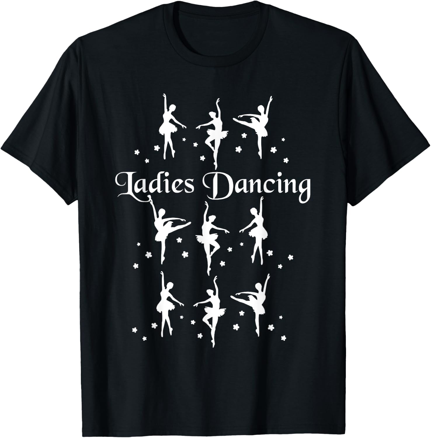 Merry Christmas Apparel Company Nine Ladies Dancing Christmas Twelve Days of Christmas T-Shirt - T-Shirt | Black