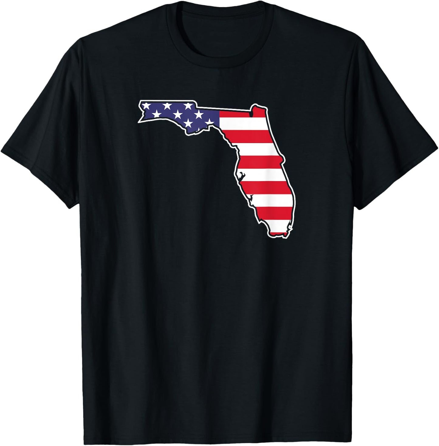 Florida USA Flag State Outline Patriotic American Women Kids Men T-Shirt - T-Shirt | Black
