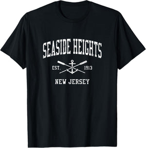 Seaside Heights NJ Vintage Crossed Oars & Boat Anchor Sports T-Shirt - T-Shirt | Black