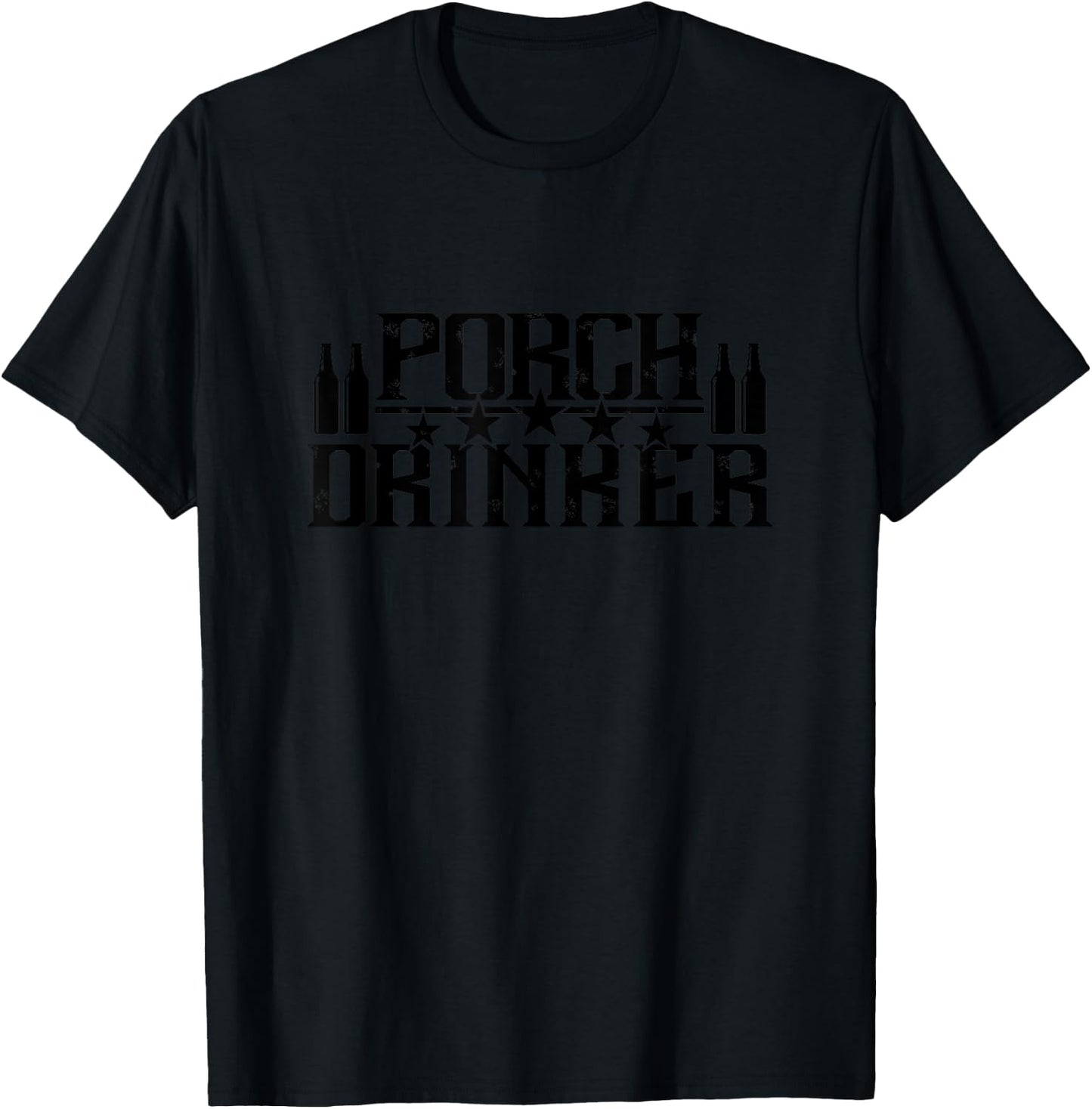 Porch Drinker Retro Gifts Humor T-Shirt - T-Shirt | Black