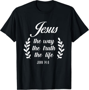 Christian Bible Verse Jesus The Way John 14:6 T-Shirt - T-Shirt | Black