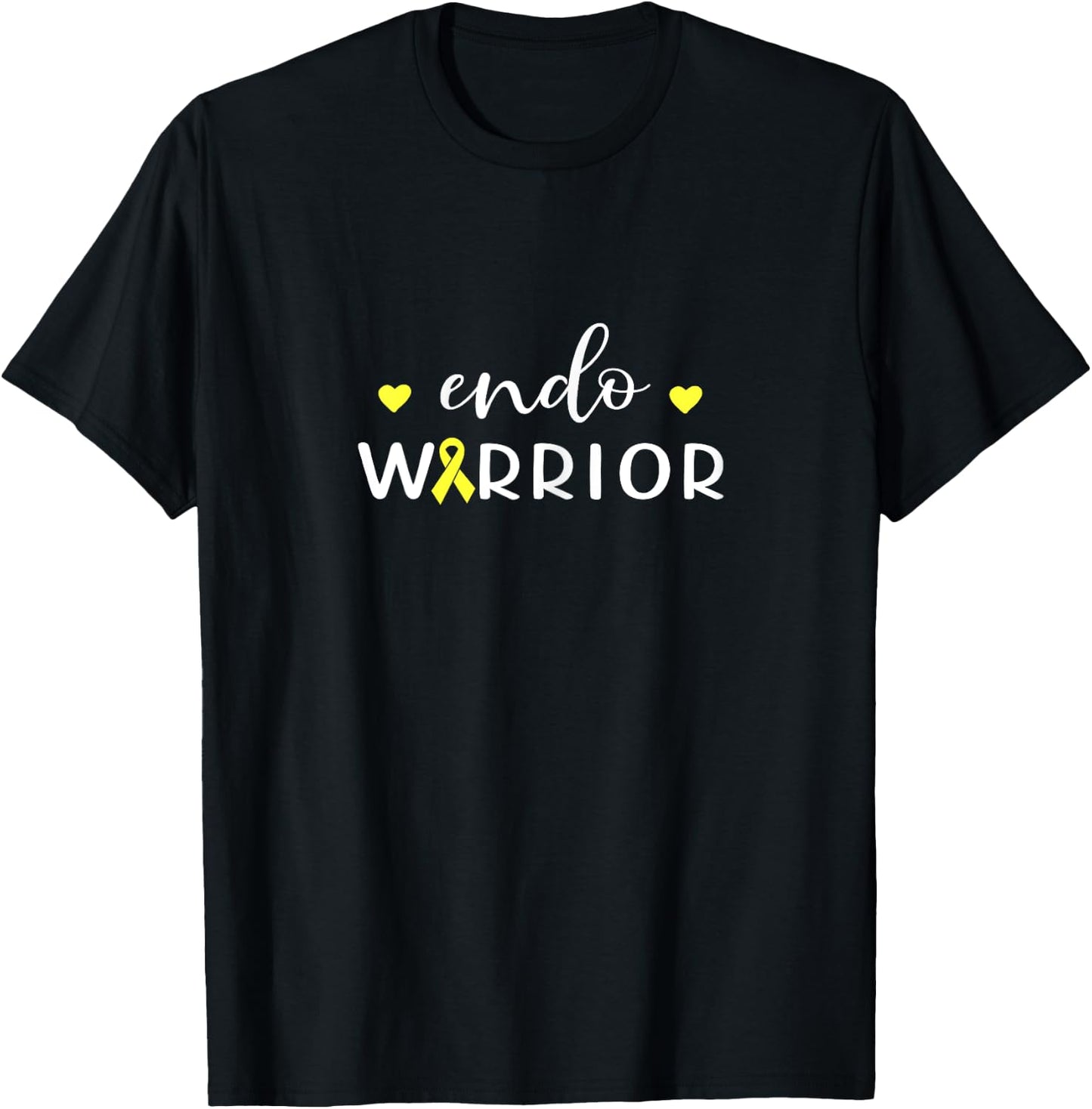 Endo Warrior Yellow Ribbon Endometriosis Awareness Month T-Shirt - T-Shirt | Black