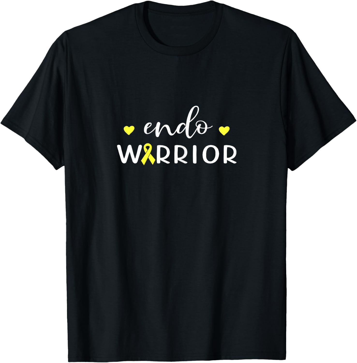 Endo Warrior Yellow Ribbon Endometriosis Awareness Month T-Shirt - T-Shirt | Black