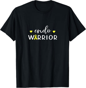 Endo Warrior Yellow Ribbon Endometriosis Awareness Month T-Shirt - T-Shirt | Black