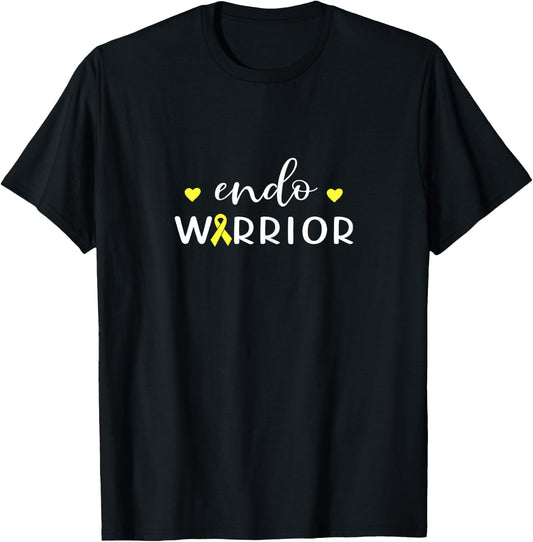 Endo Warrior Yellow Ribbon Endometriosis Awareness Month T-Shirt - T-Shirt | Black