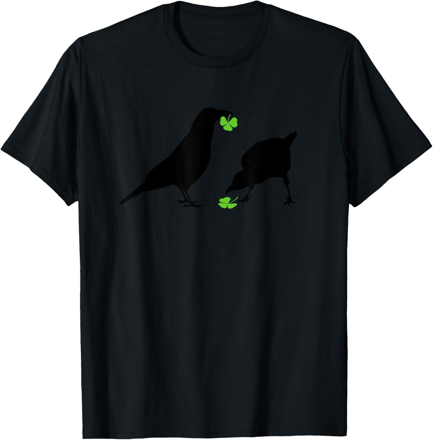 Saint Patrick's Day Shamrock Crows for Bird Lovers T-Shirt - T-Shirt | Black