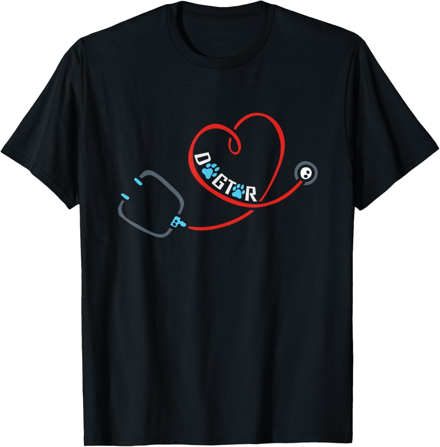 Dog Doctor Stethoscope and Veterinarian Dogtor T-Shirt - T-Shirt | Black